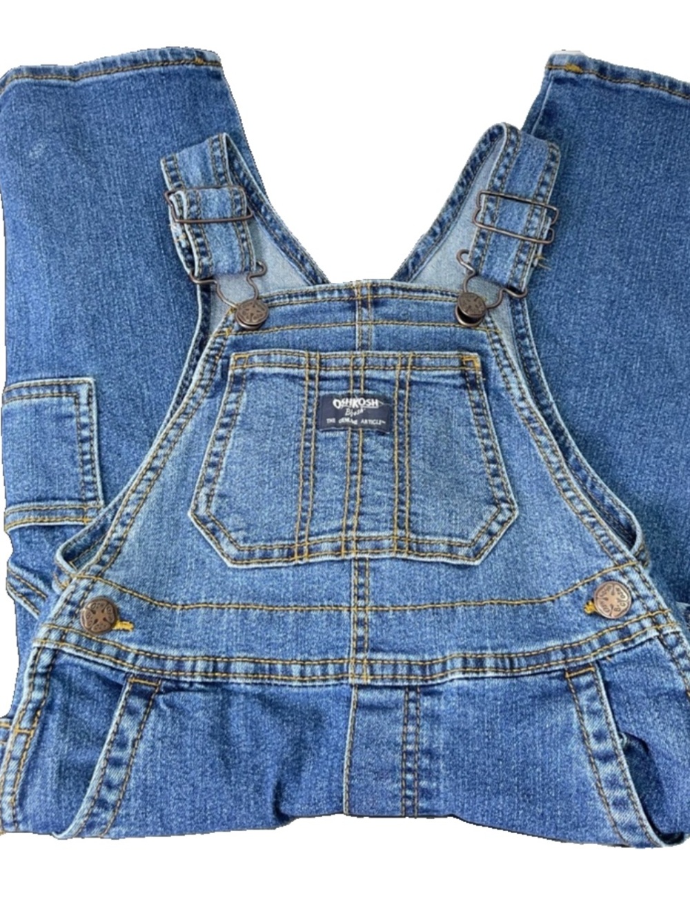 OshKosh B'gosh Classic Denim Bib Overalls Mid Wash Toddler Size 3T Retro Style